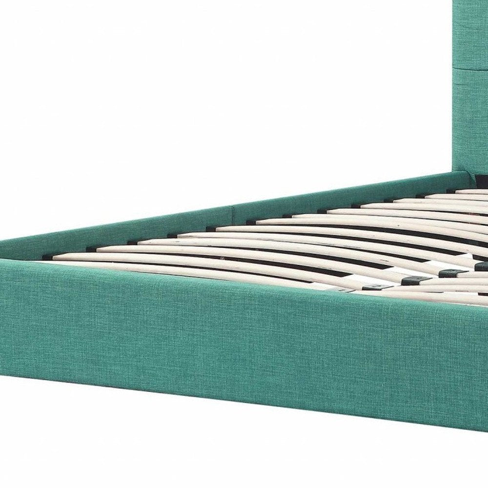 Turquoise Tufted Fabric Upholstered Queen Bed Frame HomeRoots