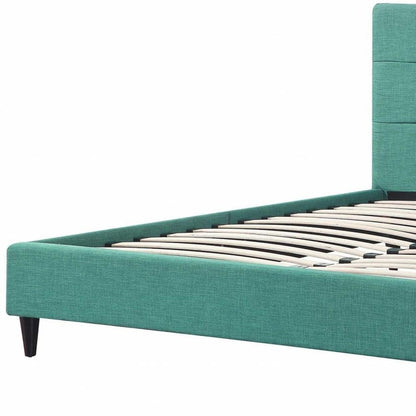 Turquoise Tufted Fabric Upholstered Queen Bed Frame HomeRoots