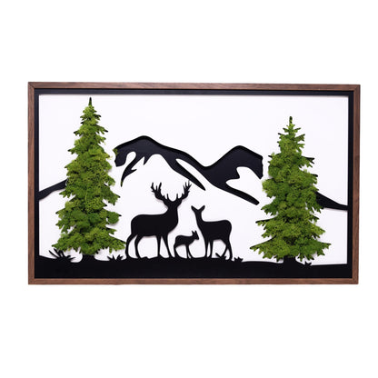 Deer Metal Art Moss Wall Decor - FurniFindUSA