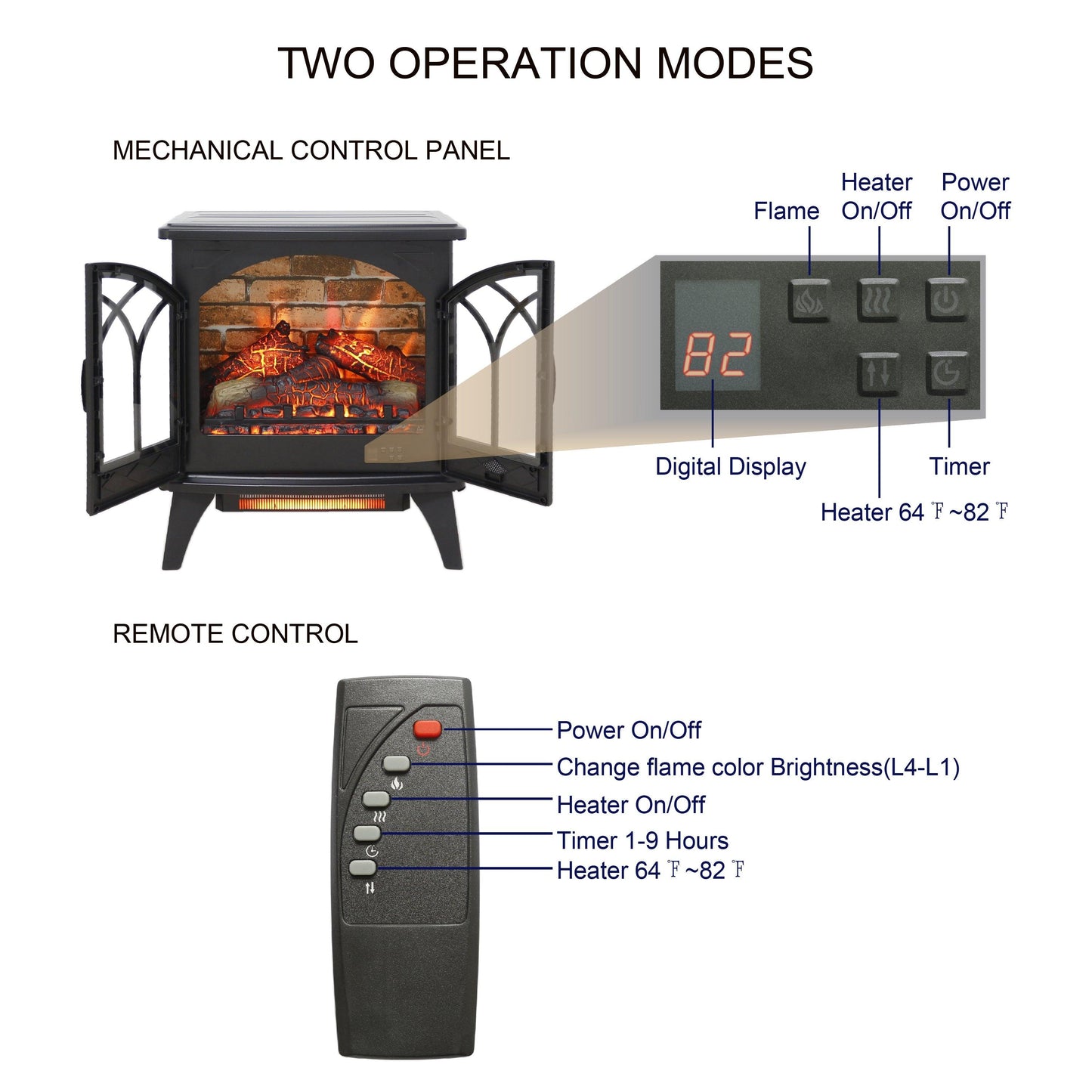 24 inch 3D Infrared Electric Stove with remote control - FurniFindUSA