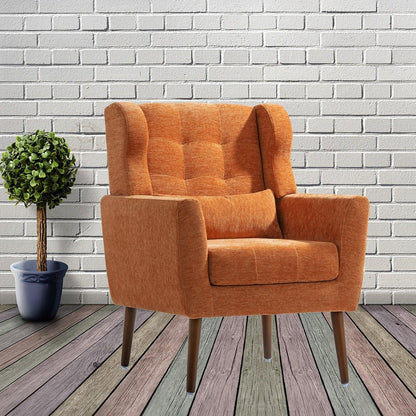 Modern Accent Chair Upholstered Foam Filled Living Room Chairs Comfy Reading Chair Mid Century Modern Chair (Orange) - FurniFindUSA