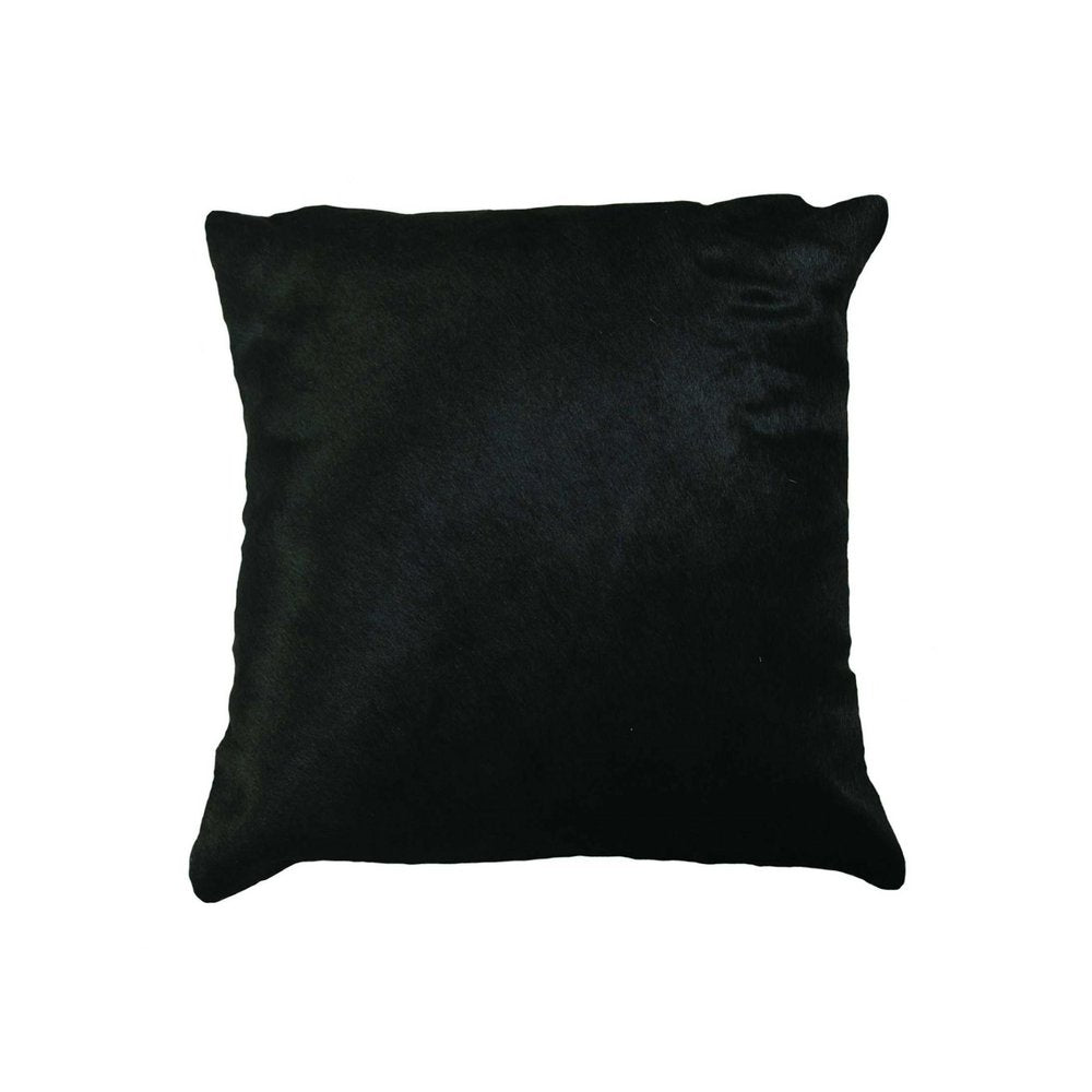 18" Black Cowhide Throw Pillow — view 1