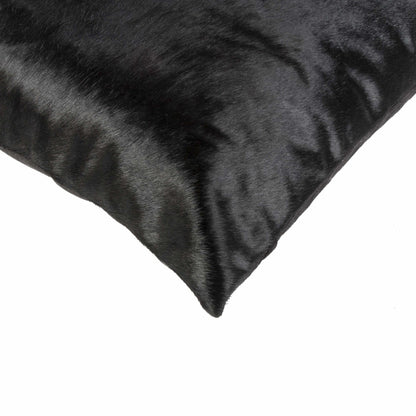 18" Black Cowhide Throw Pillow 5.0" (L) x 18.0" (W) x 18.0" (H)