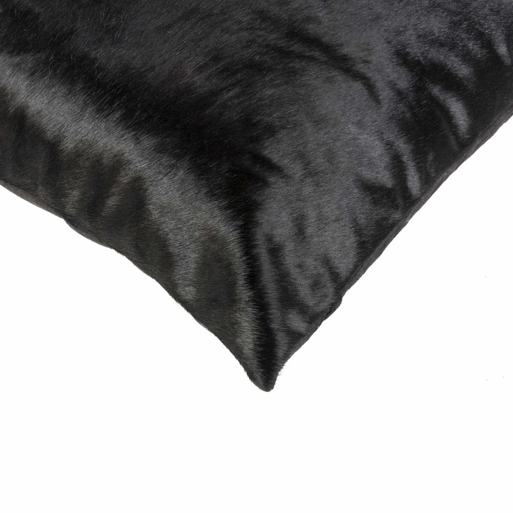 18" Black Cowhide Throw Pillow — view 2