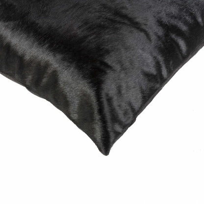 18" Black Cowhide Throw Pillow HomeRoots