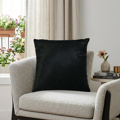 18" Black Cowhide Throw Pillow HomeRoots