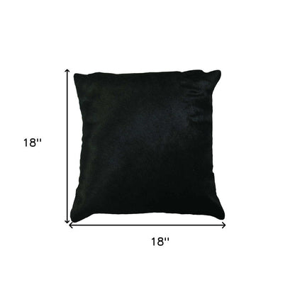 18" Black Cowhide Throw Pillow HomeRoots