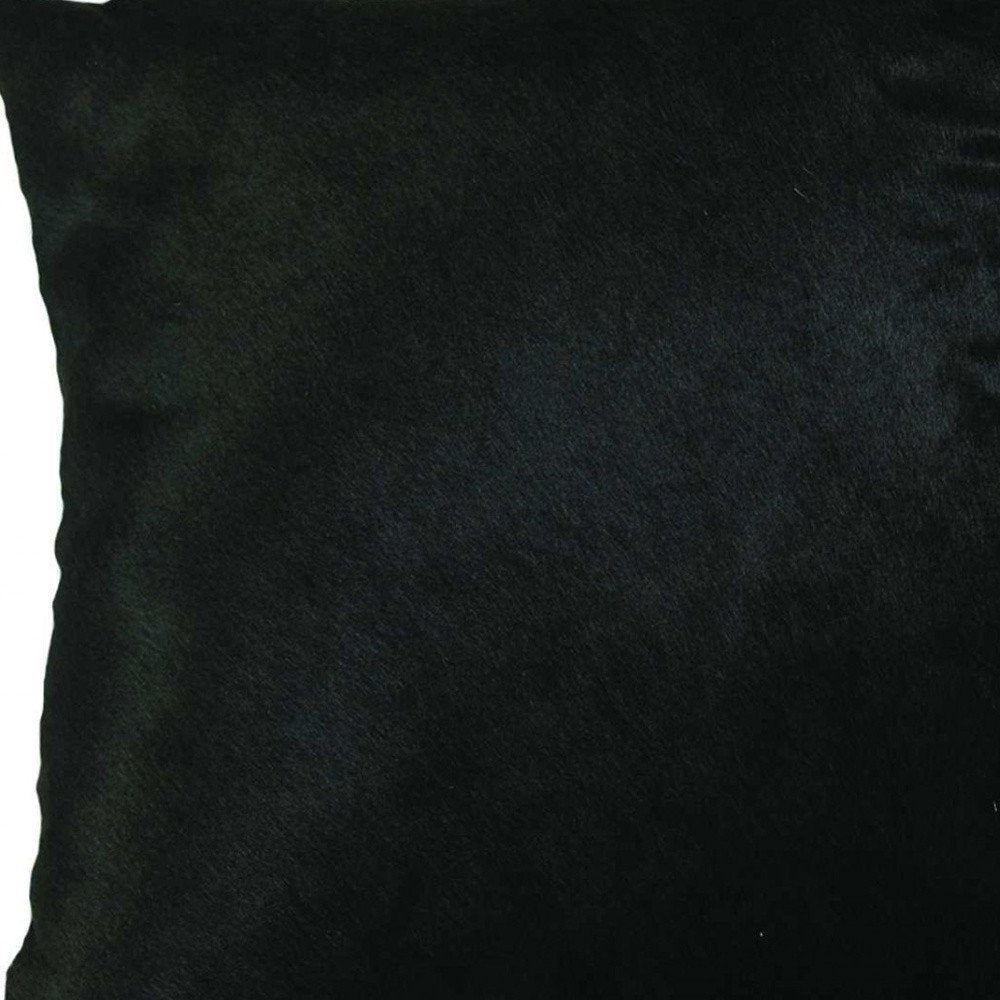 18" Black Cowhide Throw Pillow — view 4