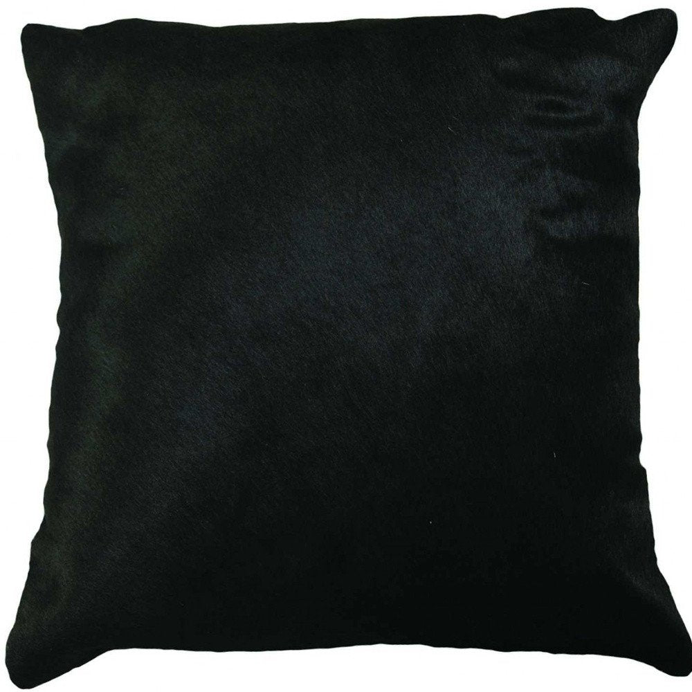 18" Black Cowhide Throw Pillow — view 5