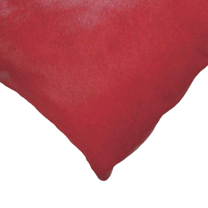 18" Red Cowhide Throw Pillow 5.0" (L) x 18.0" (W) x 18.0" (H)