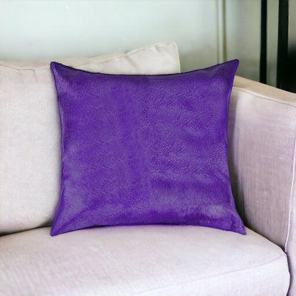 18" Purple Cowhide Throw Pillow 5.0" (L) x 18.0" (W) x 18.0" (H)