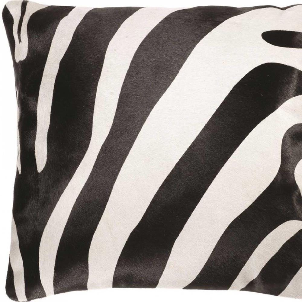 18" Black and Off White Cowhide Throw Pillow — view 5