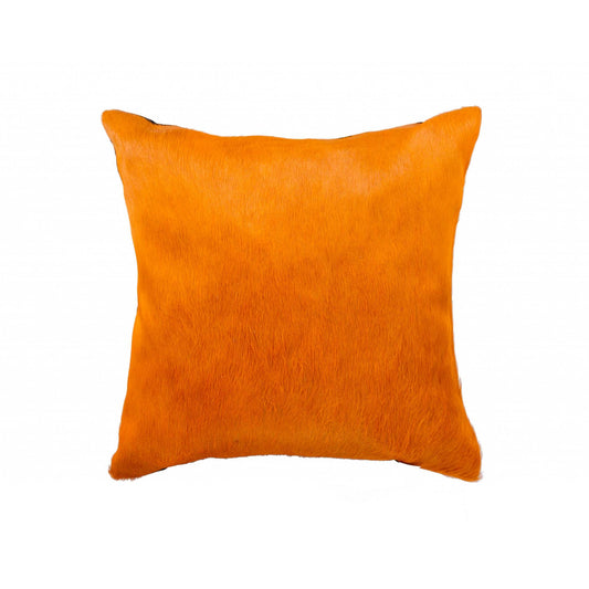 18" Orange Cowhide Throw Pillow 5.0" (L) x 18.0" (W) x 18.0" (H)