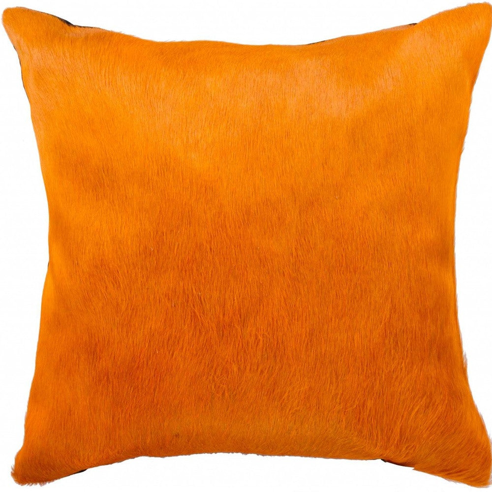 18" Yellow Cowhide Throw Pillow