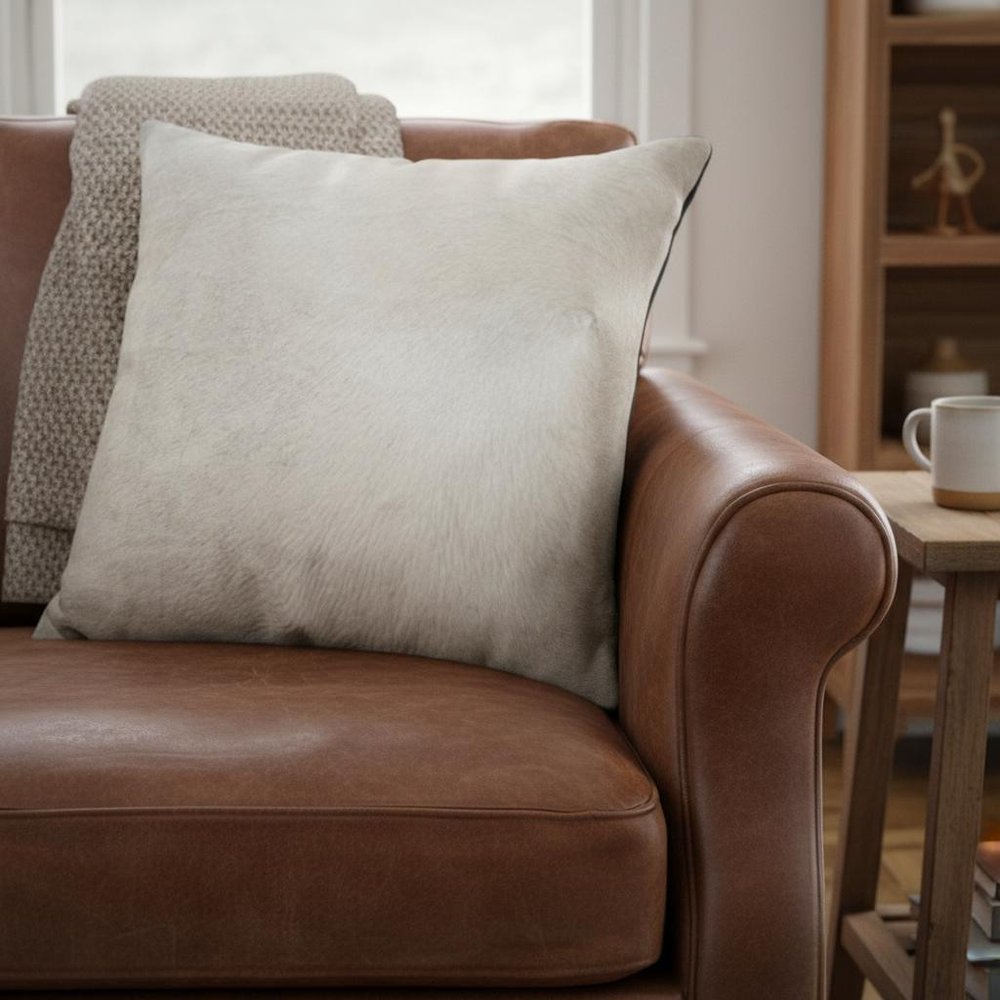 18" X 18" X 5" Off White Cowhide  Pillow — view 6