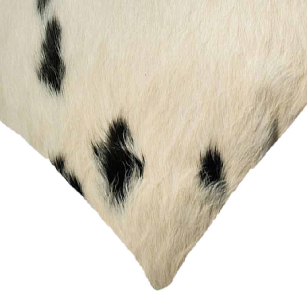 18" White And Black Cowhide Throw Pillow — view 2