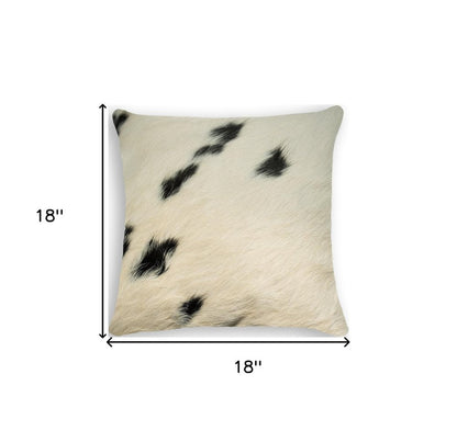 18" White And Black Cowhide Throw Pillow
