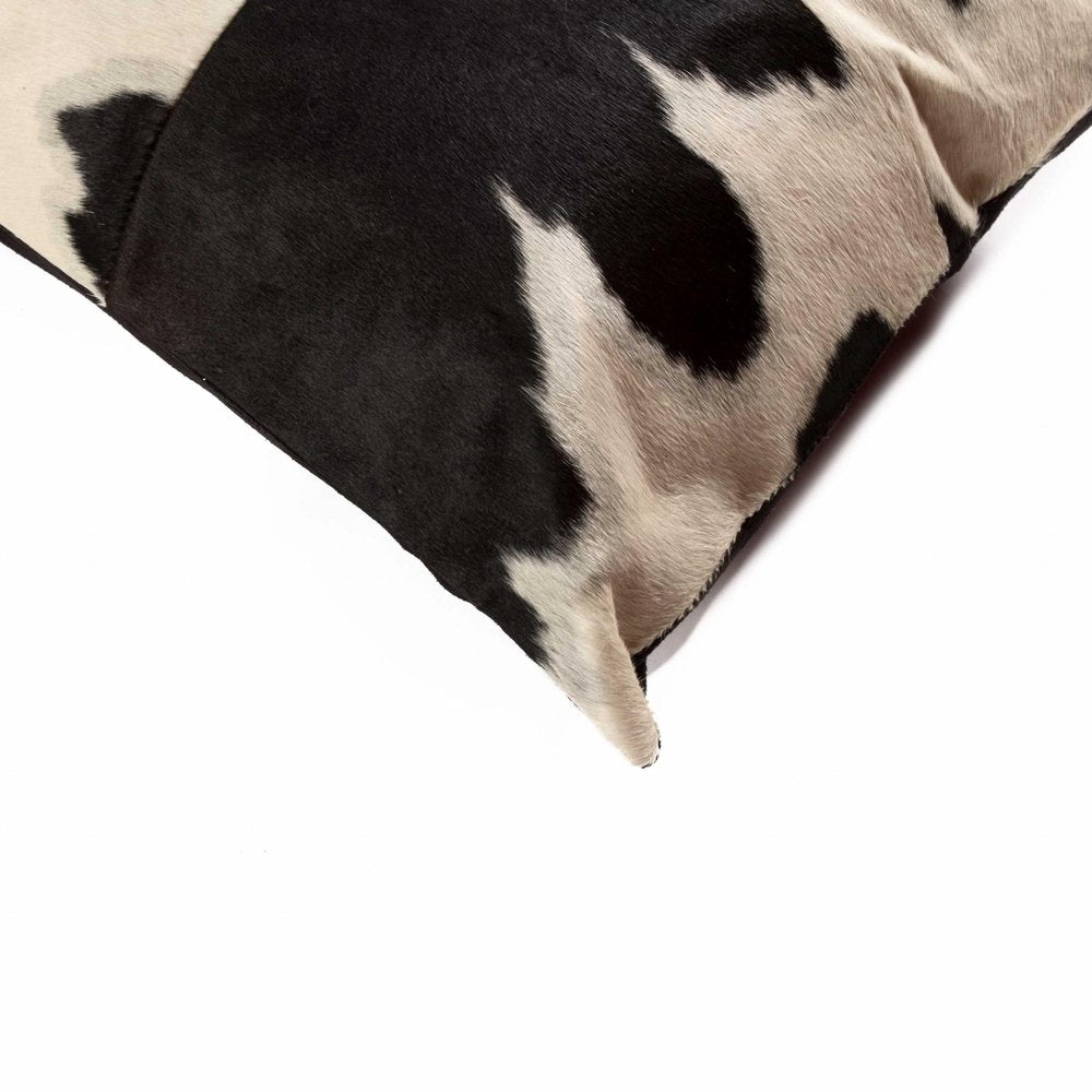 18" Black and White Cowhide Throw Pillow — view 2