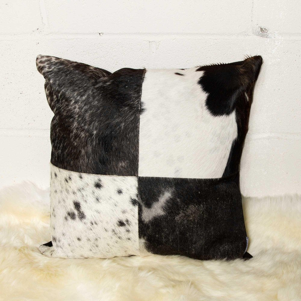 18" Black and White Cowhide Throw Pillow HomeRoots