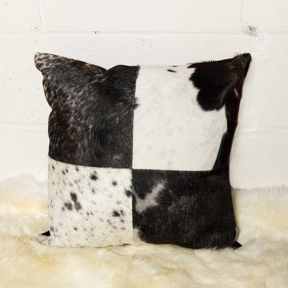 18" Black and White Cowhide Throw Pillow HomeRoots