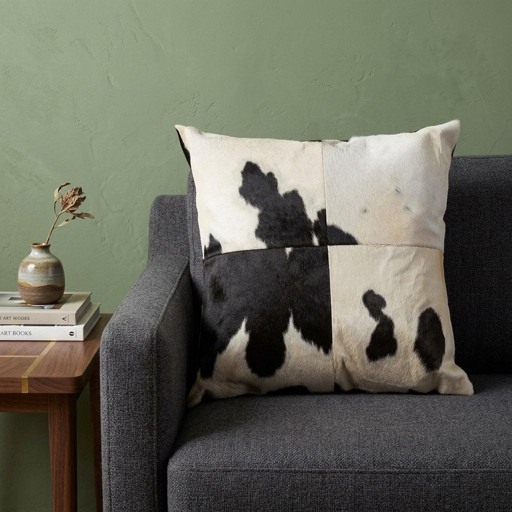18" Black and White Cowhide Throw Pillow HomeRoots
