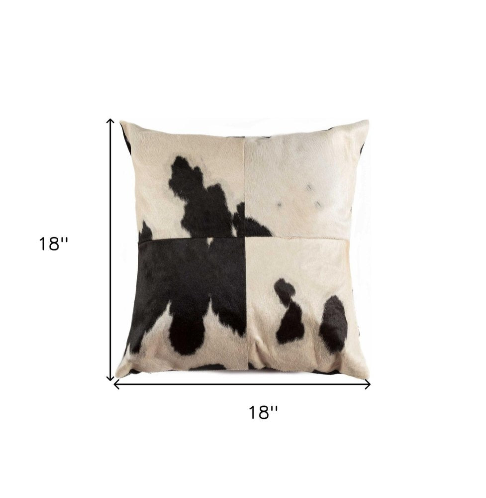 18" Black and White Cowhide Throw Pillow — view 7