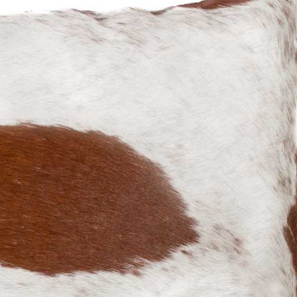 18" Brown and White Cowhide Throw Pillow — view 3