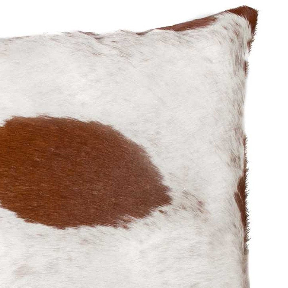 18" Brown and White Cowhide Throw Pillow HomeRoots