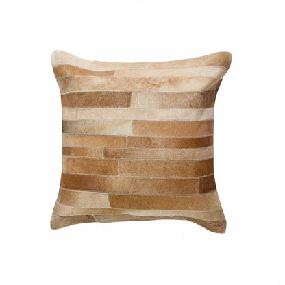 18" Tan Cowhide Throw Pillow HomeRoots