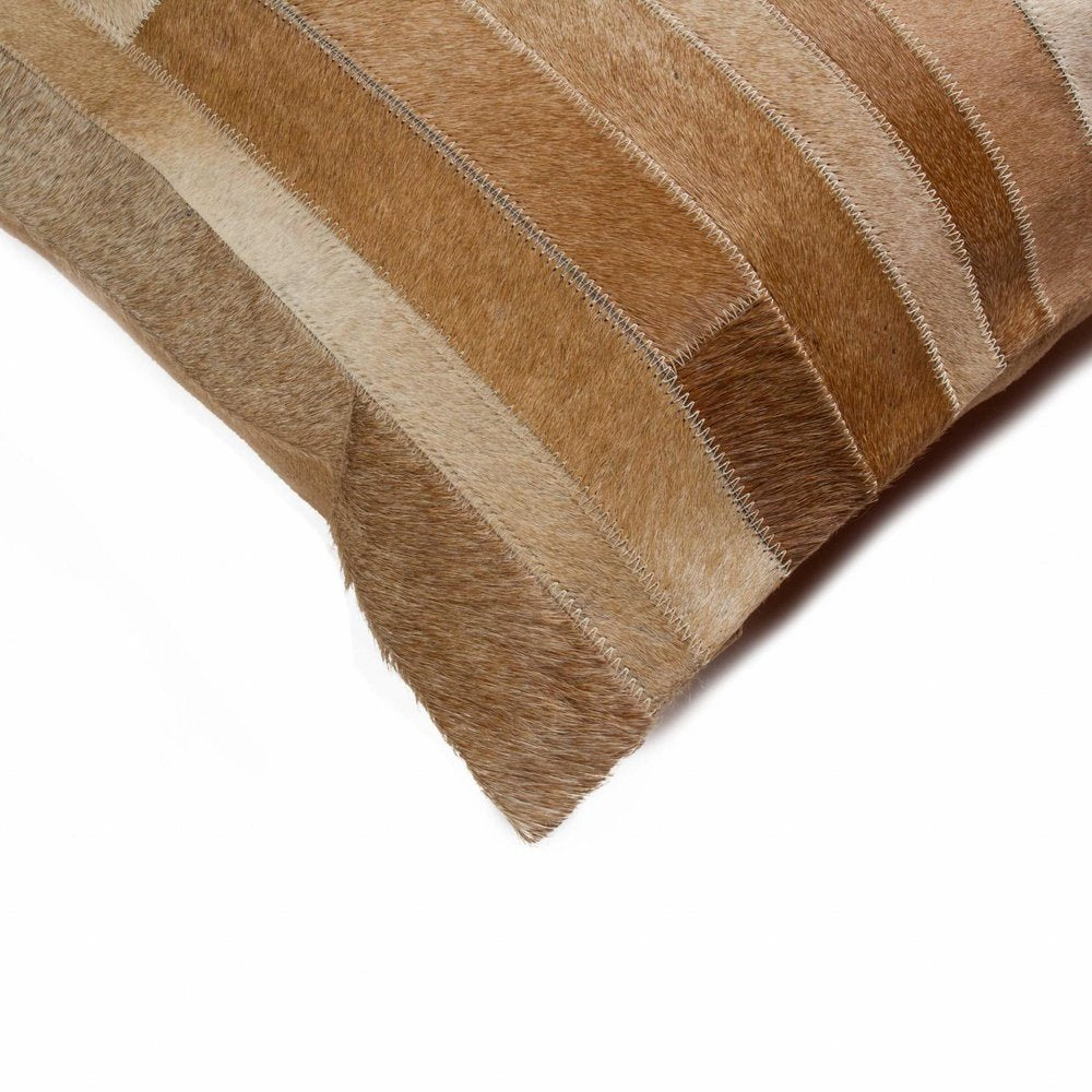 18" Tan Cowhide Throw Pillow HomeRoots