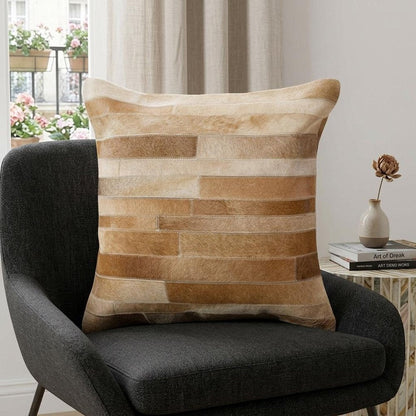 18" Tan Cowhide Throw Pillow HomeRoots
