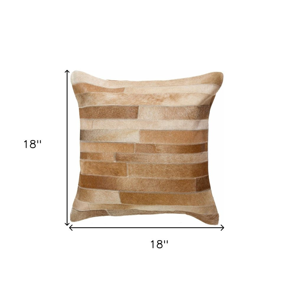 18" Tan Cowhide Throw Pillow — view 3