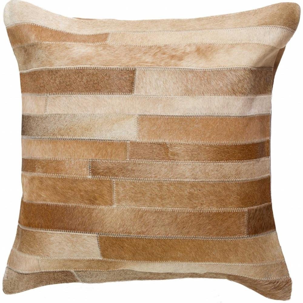 18" Tan Cowhide Throw Pillow HomeRoots