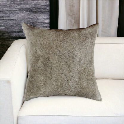 18" Gray Cowhide Throw Pillow 5.0" (L) x 18.0" (W) x 18.0" (H)