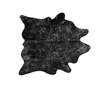 Black And Silver Cowhide Animal Print Area Rug - 72.0" (H) x 84.0" (W) x 0.25" (D)