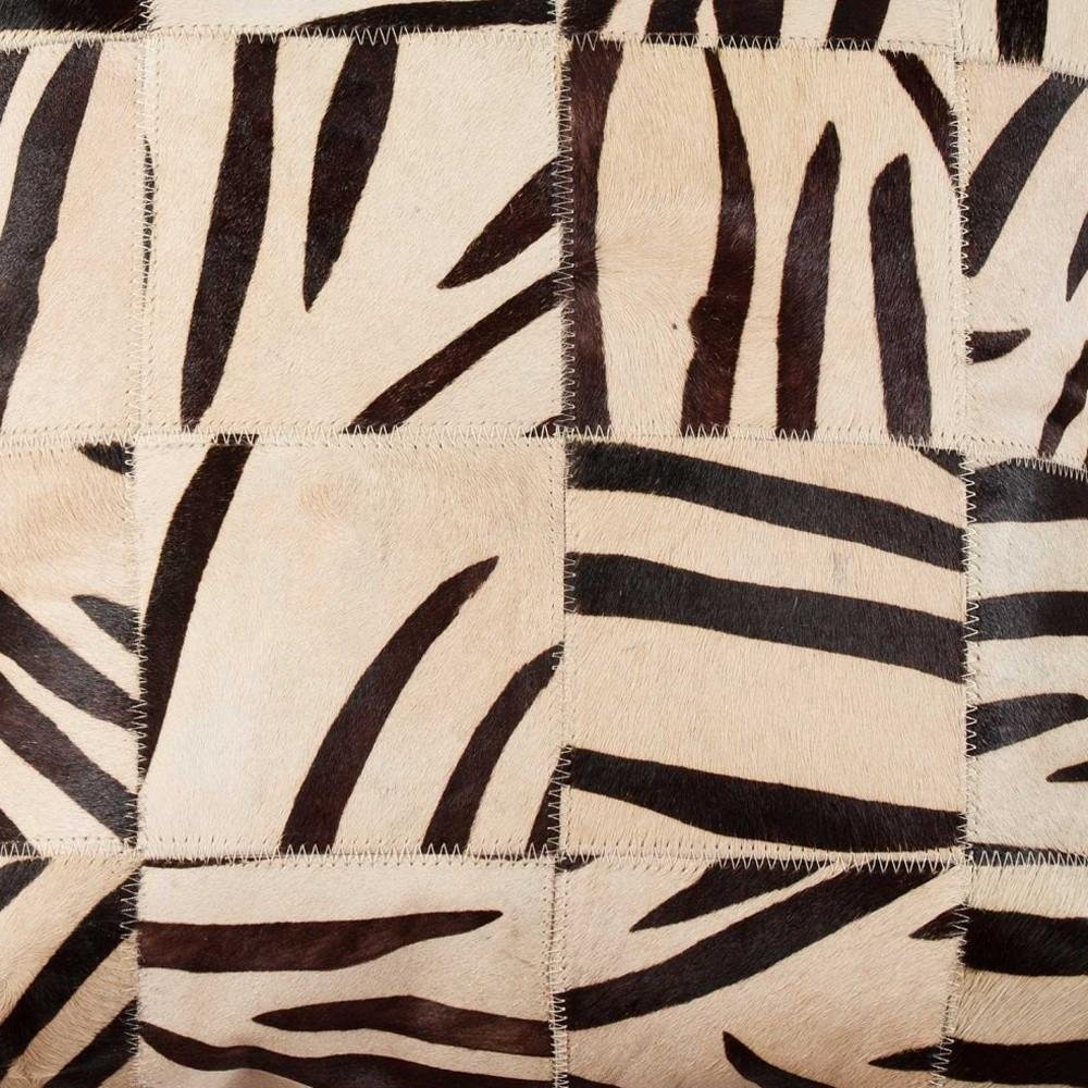 18" X 18" X 5" Zebra Black On White Patchwork Cowhide  Pillow