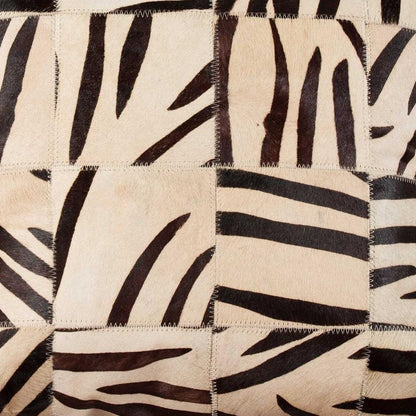 18" X 18" X 5" Zebra Black On White Patchwork Cowhide  Pillow