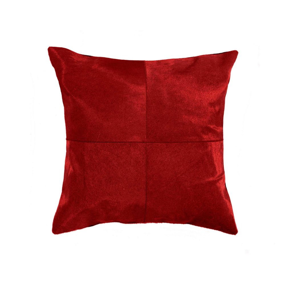 18" Red Cowhide Geometric Throw Pillow — view 1