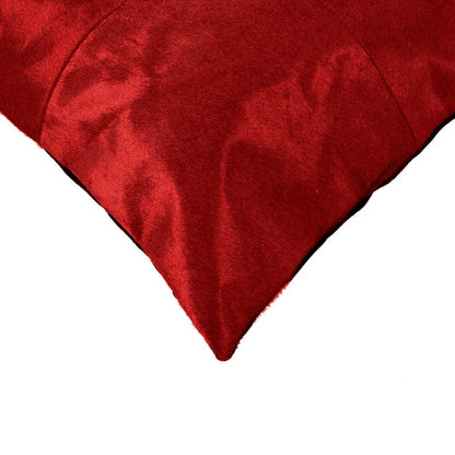 18" Red Cowhide Geometric Throw Pillow