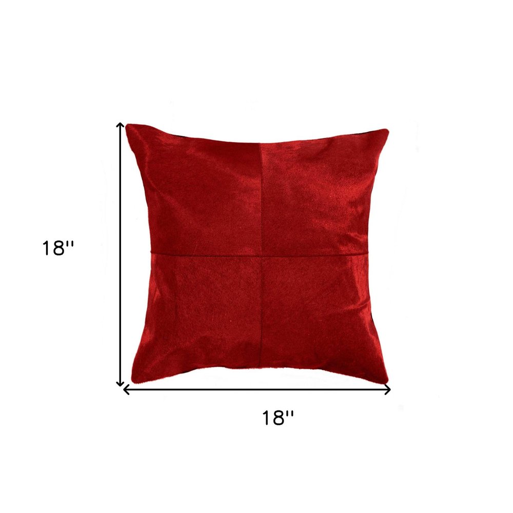 18" Red Cowhide Geometric Throw Pillow — view 4