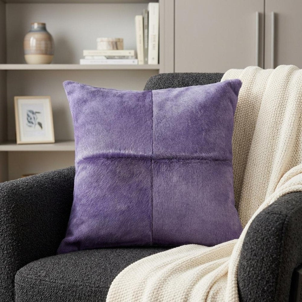 18" Purple Cowhide Throw Pillow — view 5