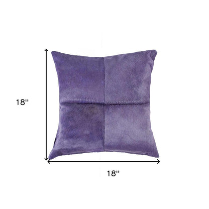 18" Purple Cowhide Throw Pillow HomeRoots