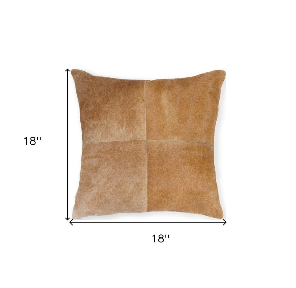 18" Tan Cowhide Throw Pillow — view 3
