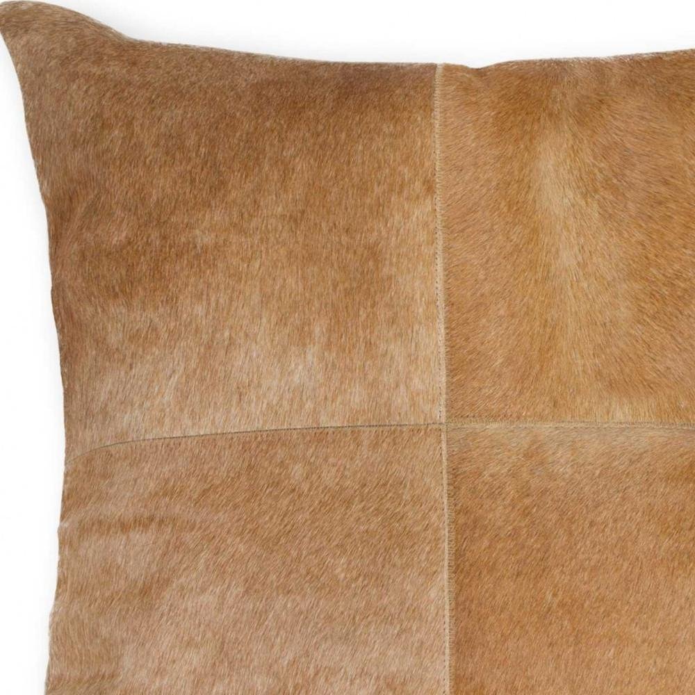 18" Tan Cowhide Throw Pillow HomeRoots