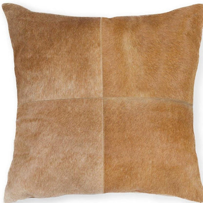 18" Tan Cowhide Throw Pillow HomeRoots