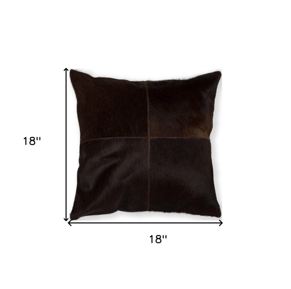 18" Chocolate Brown Cowhide Throw Pillow — view 3