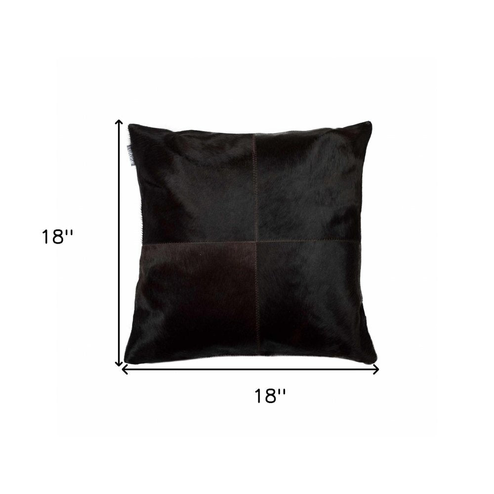 18" Brown Cowhide Throw Pillow