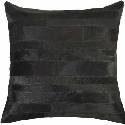 18" Black Cowhide Throw Pillow