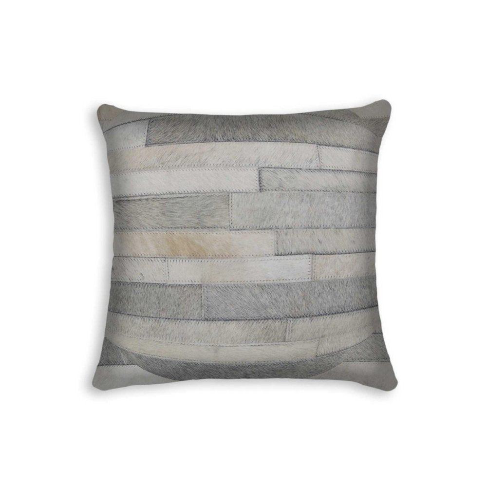 18" Gray Cowhide Throw Pillow — view 1