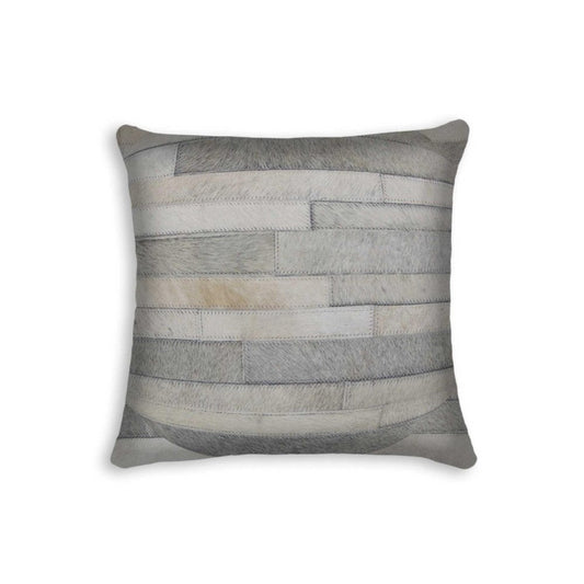 18" Gray Cowhide Throw Pillow